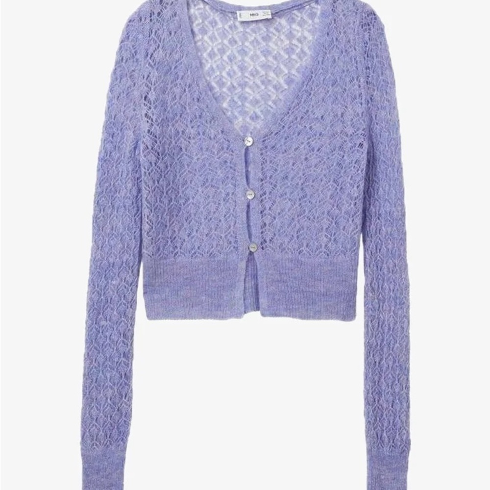 Mango Lilac Button-Up Cardigan